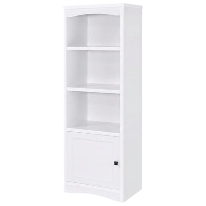 White 3-Shelf Media Tower With Gunmetal Finish And Transitional Style