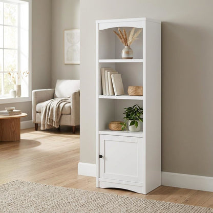 White 3-Shelf Media Tower With Gunmetal Finish And Transitional Style