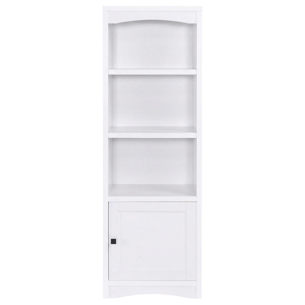 White 3-Shelf Media Tower With Gunmetal Finish And Transitional Style