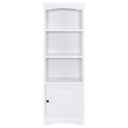 White 3-Shelf Media Tower With Gunmetal Finish And Transitional Style