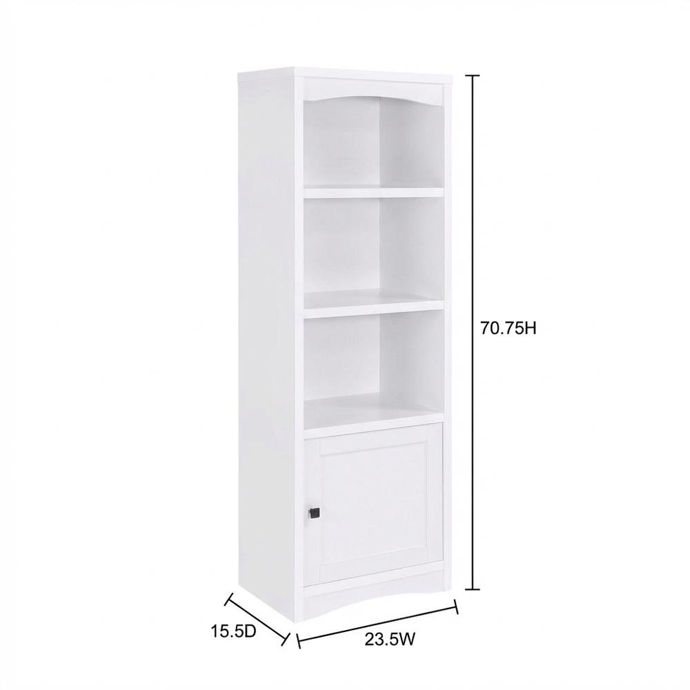 White 3-Shelf Media Tower With Gunmetal Finish And Transitional Style