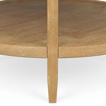 Round Maple Brown Solid Wood Coffee Table with Transitional Style