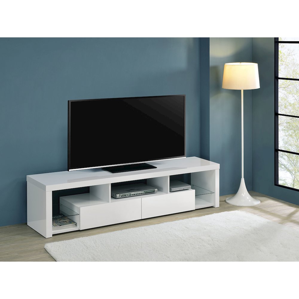 Jude 2-drawer Engineered Wood 71" TV Stand High Gloss White