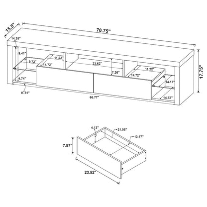 Jude 2-drawer Engineered Wood 71" TV Stand High Gloss White
