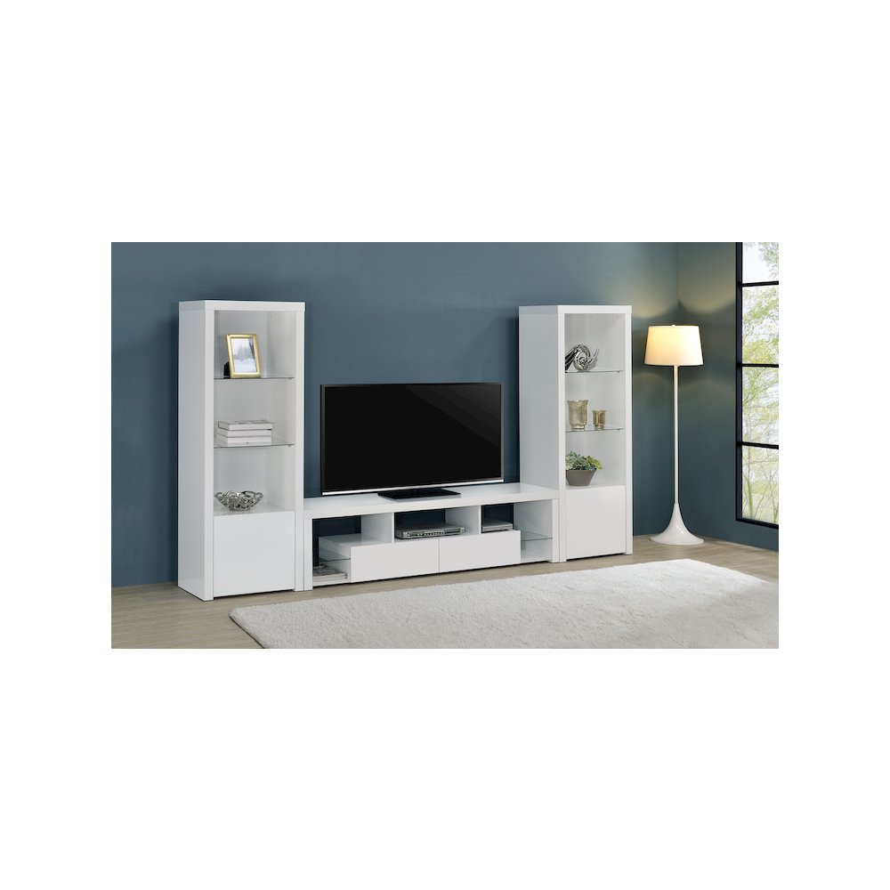 Jude 2-drawer Engineered Wood 71" TV Stand High Gloss White
