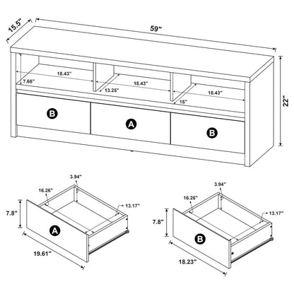 Rutland 59-inch 3-drawer TV Stand Media Console Black