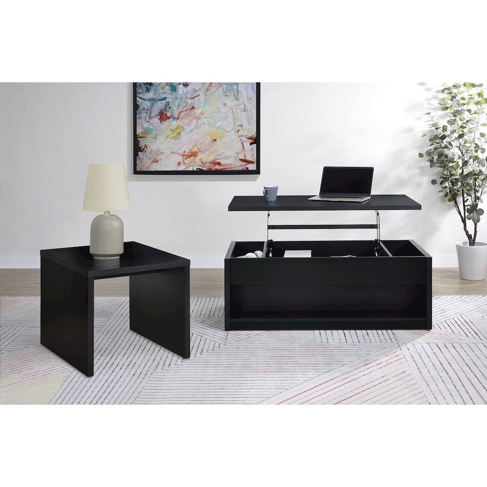 Knapp Lift Top Cocktail Coffee Table with Dual Drawers Black