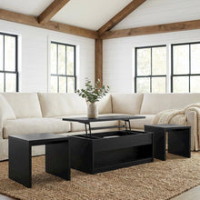 Black 3-Piece Lift Top Coffee Table Set with Casters and Rectangular Design