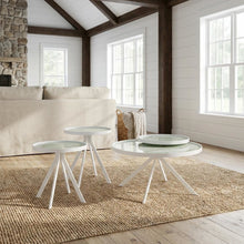 White 3-Piece Round Living Room Table Set with Contemporary Design and Leveler