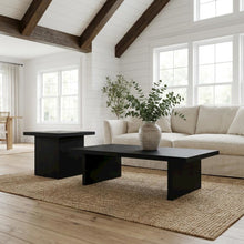 Black 2-Piece Rectangular Table Set with Contemporary Design and Durable Glide