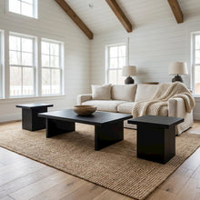 Black 3-Piece Rectangular Coffee and End Table Set with Plastic Glide