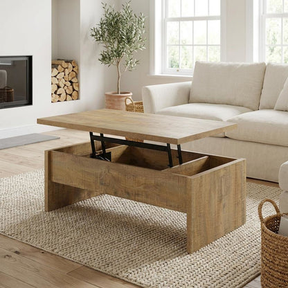 Mango Engineered Wood Lift Top Coffee Table Rectangular Rustic Design