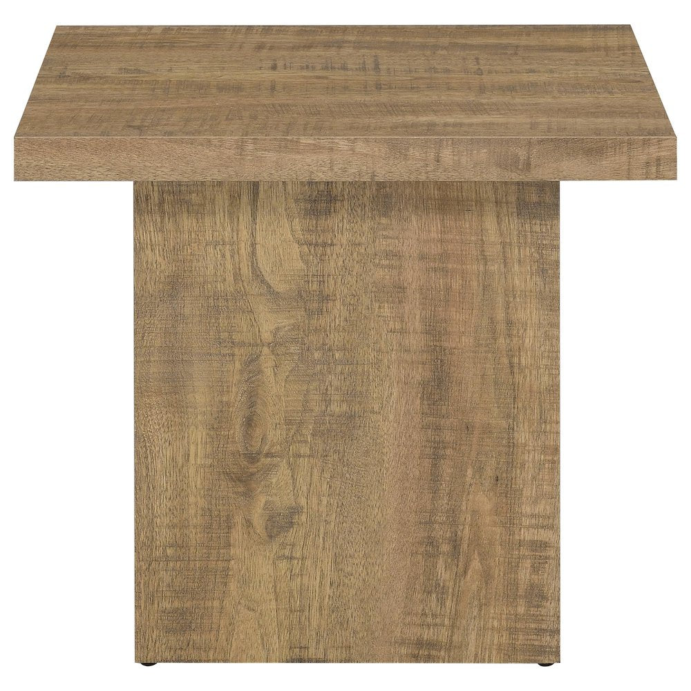 3-Piece Square Coffee & End Table Set, Mango Wood Look, Rustic