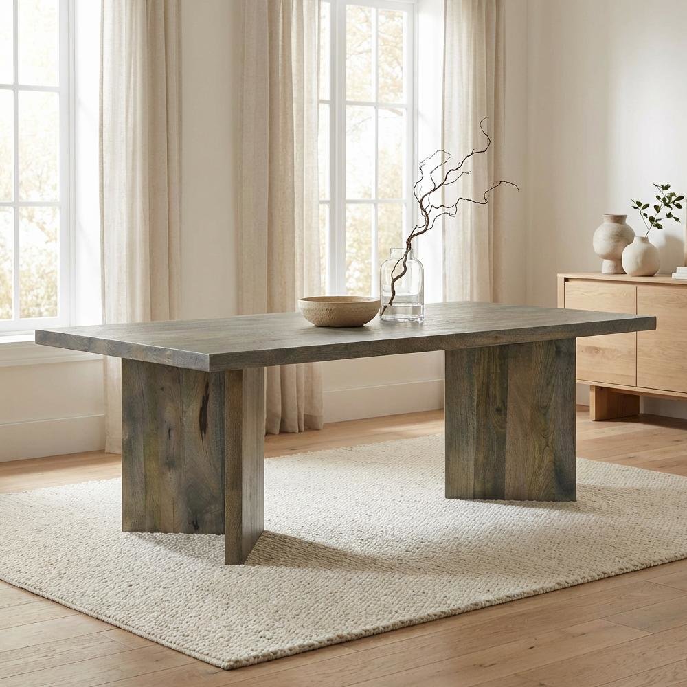Rectangular Mango Brown Solid Wood Coffee Table Farmhouse Style