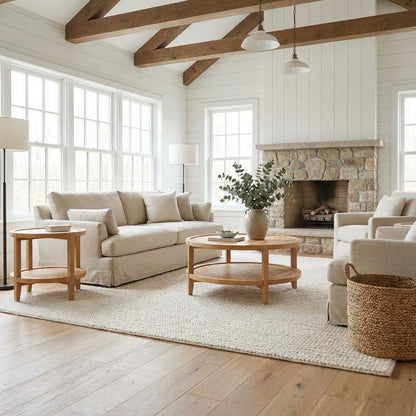 2-Piece Round Coffee and End Table Set with Transitional Style and Durable Build