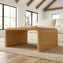 Square Woven Rattan Coffee Table in Neutral Brown with Coastal Style