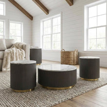 White 3-Piece Round Marble Coffee and End Table Set with Contemporary Style