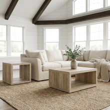 Distressed Pine 2-Piece Coffee and End Table Set with Square Shape