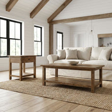 Brown 2-Piece Living Room Table Set with Farmhouse Style and Rectangular Shape