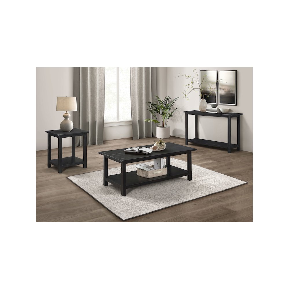 Payne Wood End Table with Shelf Java
