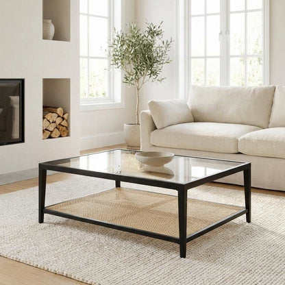 Black 2-Piece Coffee and End Table Set with Square Shape and Levelers