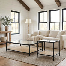 Black 2-Piece Coffee and End Table Set with Square Shape and Levelers
