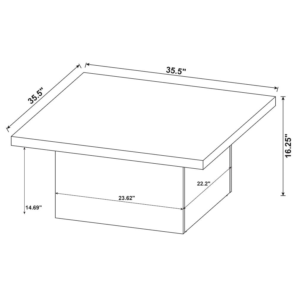 Devar Square Engineered Wood Cocktail Coffee Table Dark Pine