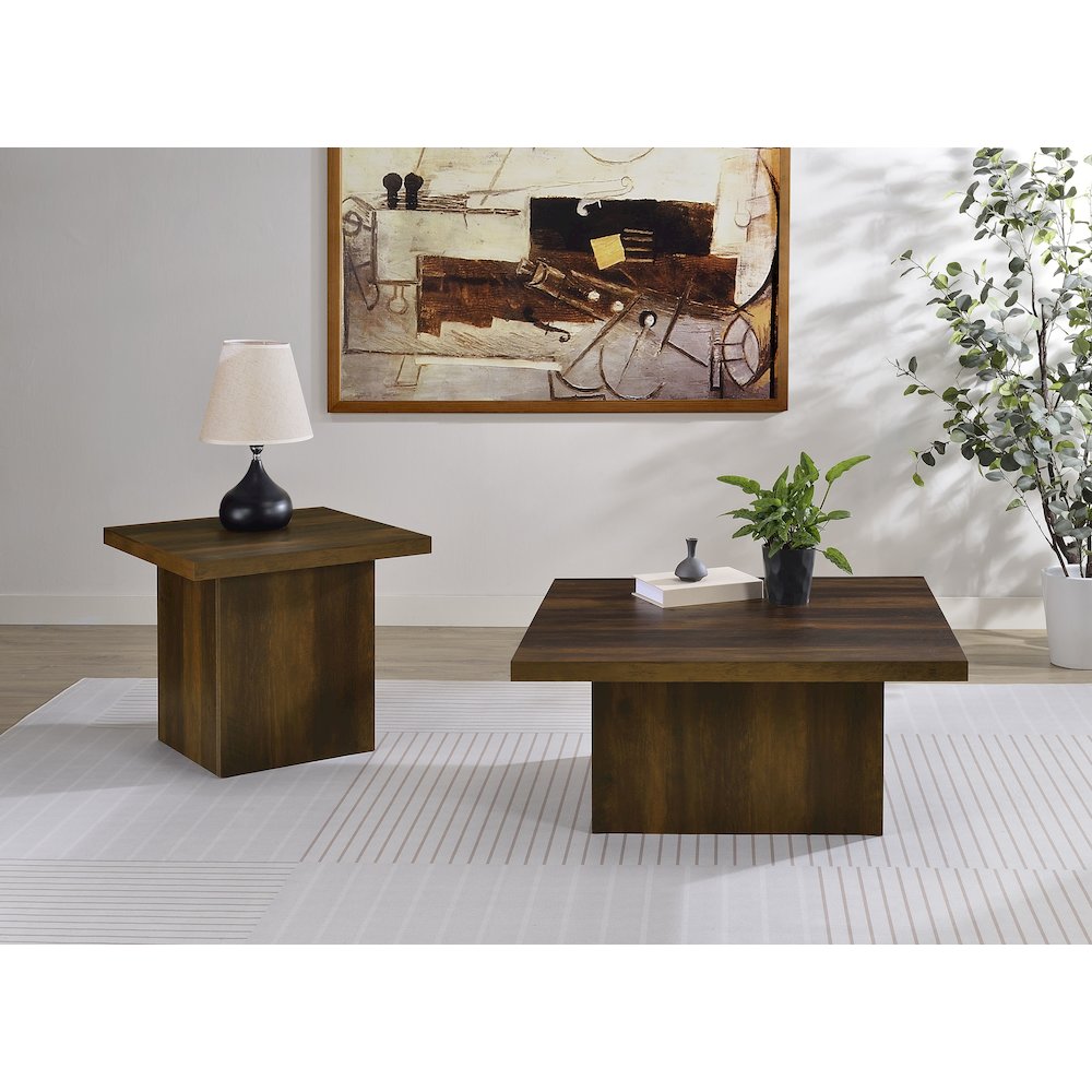 Devar Square Engineered Wood Cocktail Coffee Table Dark Pine