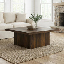 Dark Pine Square Engineered Wood Coffee Table with Plastic Glide Levelers