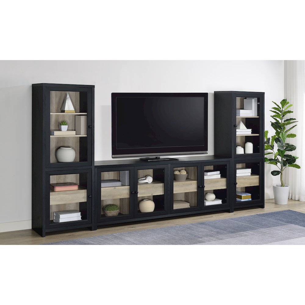 Denison 79-inch 4-door TV Stand Media Console Black