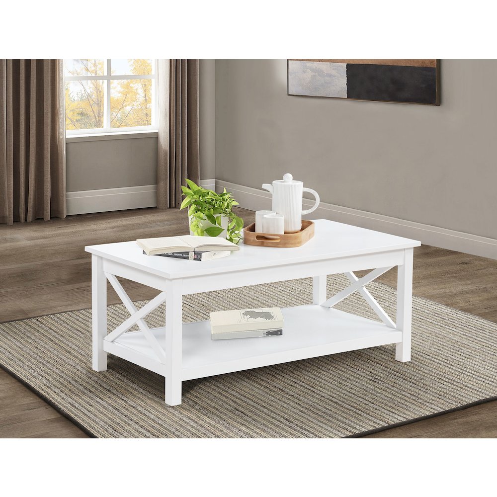 Skyview 44-inch Rectangular Lift Top Coffee Table White