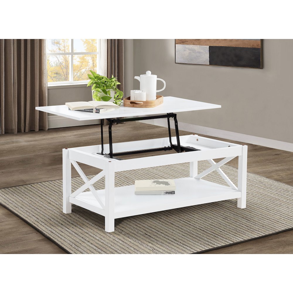 Skyview 44-inch Rectangular Lift Top Coffee Table White