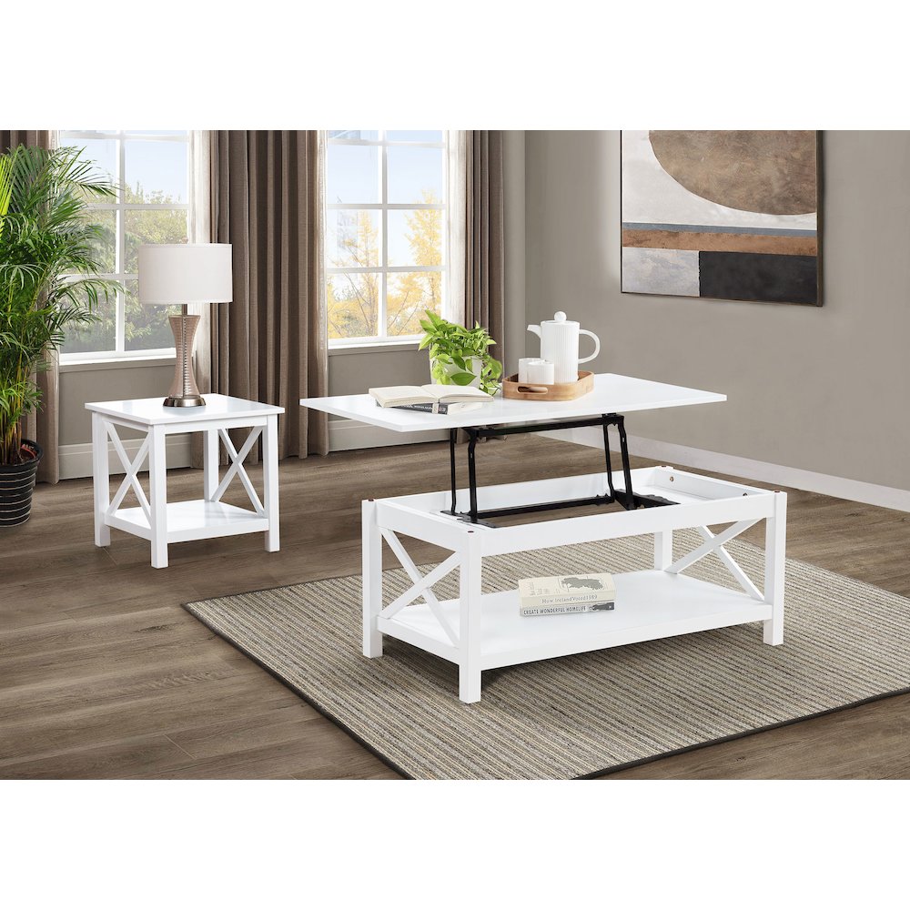Skyview 44-inch Rectangular Lift Top Coffee Table White