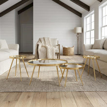Gold 4-Piece Round Coffee and End Table Set, Contemporary Style
