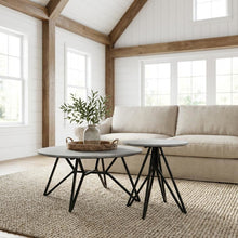Round Cement Coffee and End Table Set 2-Piece Design with 200 lbs Capacity