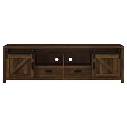 Modern 79-Inch TV Table – Long TV Stand with Sliding Doors, Green