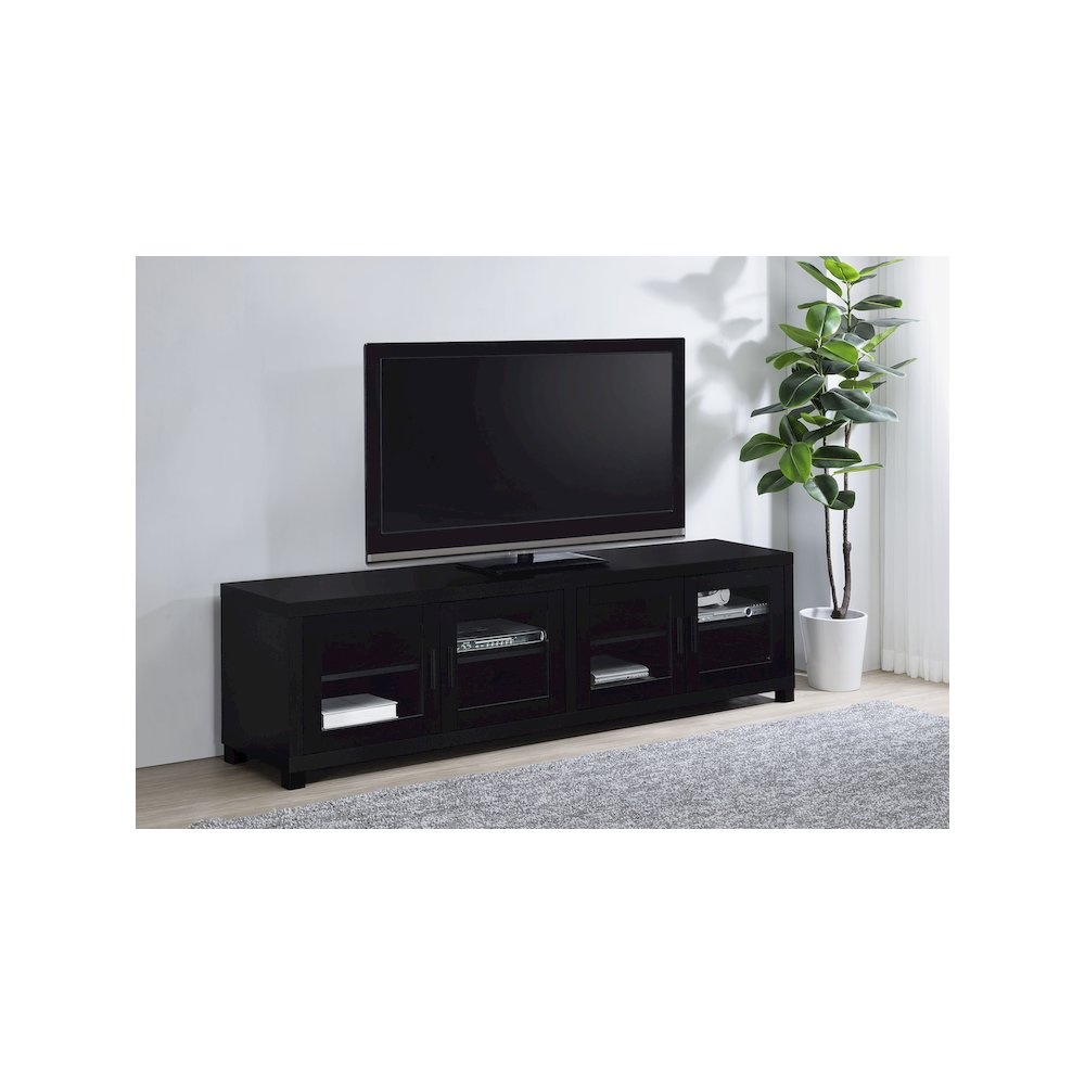 Jupiter 4-door Engineered Wood 79-inch TV Stand Black