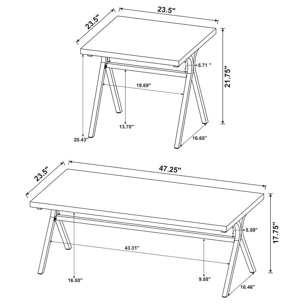 Colmar 3-piece Engineered Wood Coffee Table Set Golden Oak
