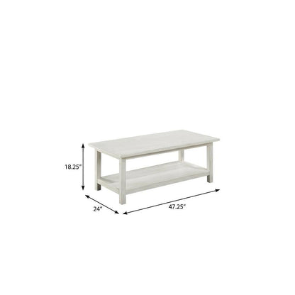 Distressed White 3-Piece Coffee and End Table Set with Rectangular Shape