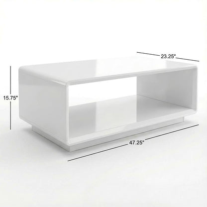 Rectangular White High Gloss Cocktail Coffee Table Contemporary Design