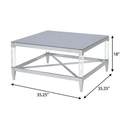 3-Piece Square Chrome Coffee and End Table Set with Plastic Glides
