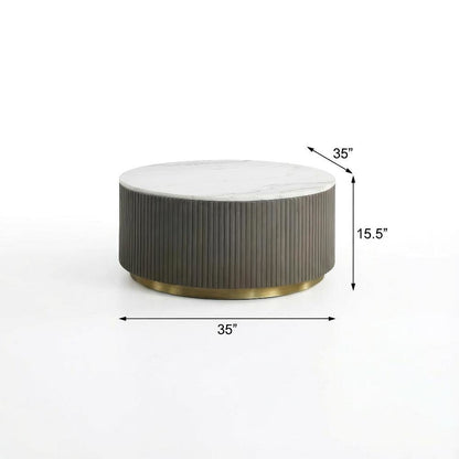 White 3-Piece Round Marble Coffee and End Table Set with Contemporary Style