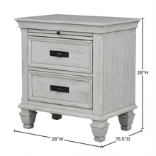 Distressed White Nightstand with 2 Drawers and Farmhouse Style