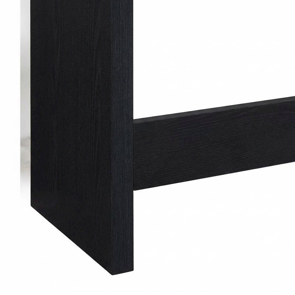 Black Queen Bookcase Headboard, Contemporary Design, Durable Plastic Glide