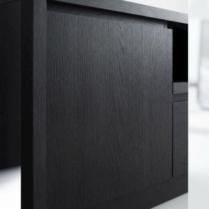 Black 2-Door TV Stand Media Console with Contemporary Style and Engineered Wood