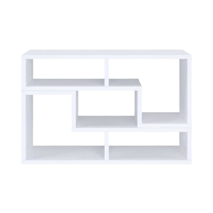White multipurpose TV stand with open shelving and transitional style