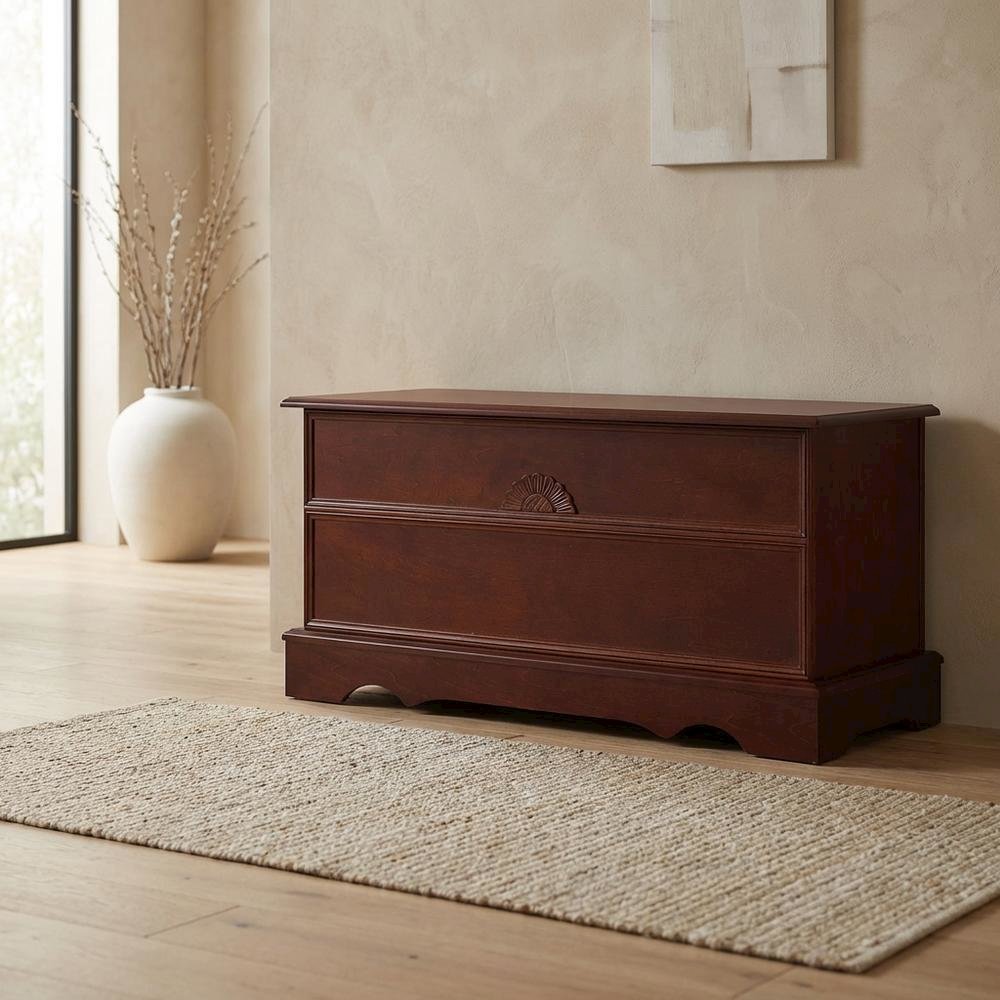 Warm Brown Cedar Chest Storage Bench, 40 Inch, Traditional Style