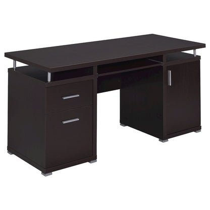 Spacious 55-Inch Office Desk with Drawers – Brown Computer Work Desk