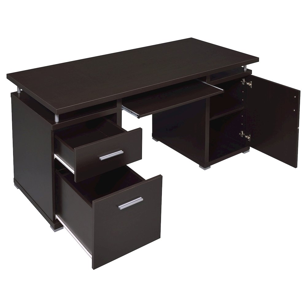 Spacious 55-Inch Office Desk with Drawers – Brown Computer Work Desk
