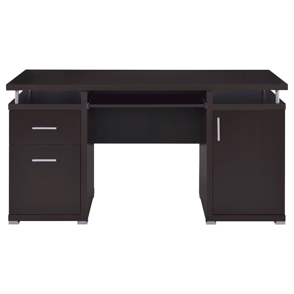 Spacious 55-Inch Office Desk with Drawers – Brown Computer Work Desk